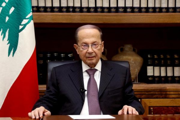 Lebanon's President Michel Aoun is pictured at the Presidential Palace in Baabda, Lebanon April 12, 2017. Dalati Nohra/Handout via Reuters
