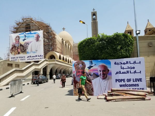 Cairo’s St. Mark’s Cathedral prepares to host Pope Francis and the head of Egypt’s Coptic Church, Pope Tawadros II, on Thursday. (Molly Hennessy-Fiske/TNS)