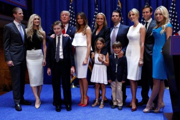 President Trump has placed his family - including Jared Kushner (second right) - at the centre of his administration 