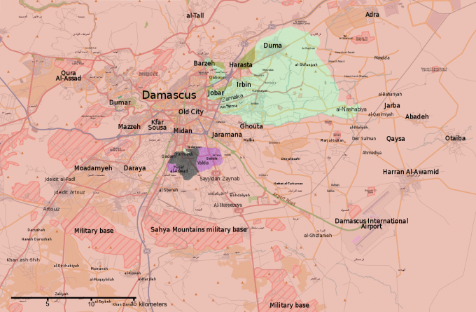 qaboun, damascus map