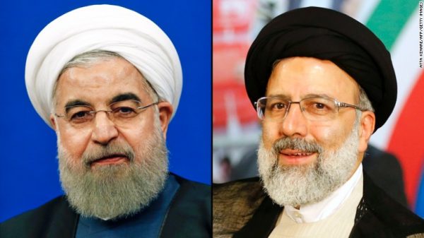 President Rouhani (L) and his chief election rival Ebrahim Raisi.