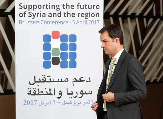 Belgium's Cooperation Minister Alexander De Croo arrives for a group photo during an international conference on the future of Syria and the region, in Brussels, Belgium, April 5, 2017. REUTERS/Yves Herman - RTX34637