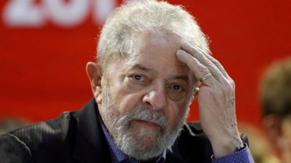 Former Brazilian President Luiz Inacio Lula da Silva, gestures during opening ceremony of the national congress of the Workers' Party in Brasilia, Brazil, June 1, 2017.