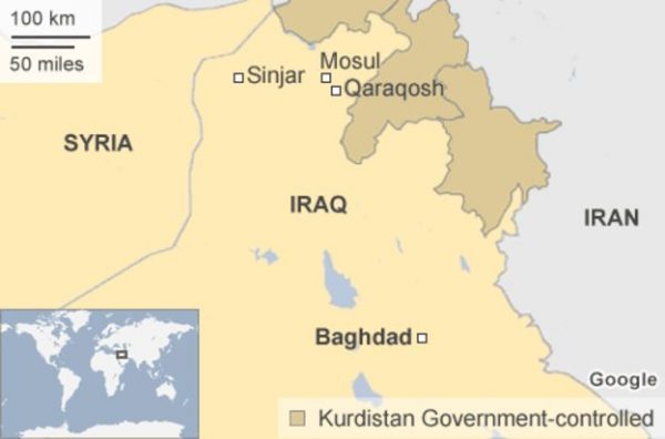 qaraqosh , iraq map