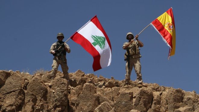 The Lebanese army posted in the liberated territory an image as a "salute" to the victims of Thursday's Barcelona attack