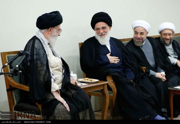 Ayatollah Mahmoud Hashemi Shahroudi  ( 2nd from left was  appointed by Iran’s Leader (left)  as the new head of the country’s Expediency Discernment Council, replacing the late Ayatollah Akbar Hashemi Rafsanjani.