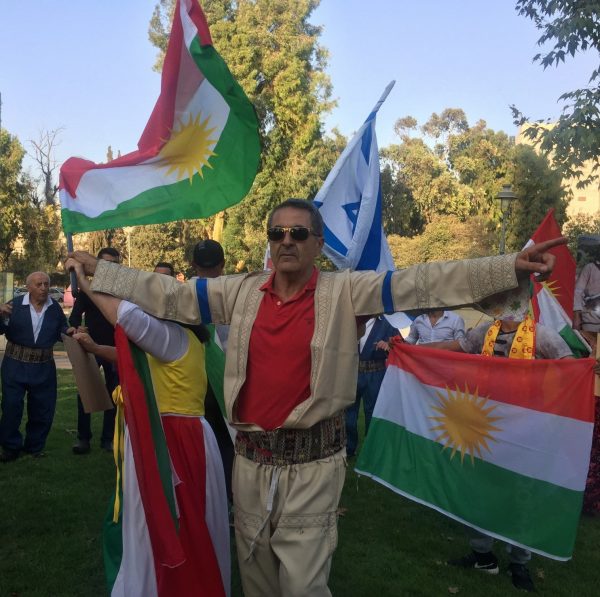 Kurdish Jews rally in Jerusalem, Sept. 24, 2017, in support of Iraqi Kurdistan's referendum on independence. (Photo by Loveday Morris/The Washington Post)