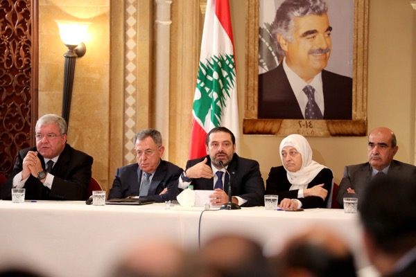Prime Minister Saad al-Hariri headed up a meeting of the Future Movement parliamentary bloc Thursday. He said Lebanon’s political crisis was “a wake-up call” for Lebanese with different loyalties to put their country ahead of regional issues.