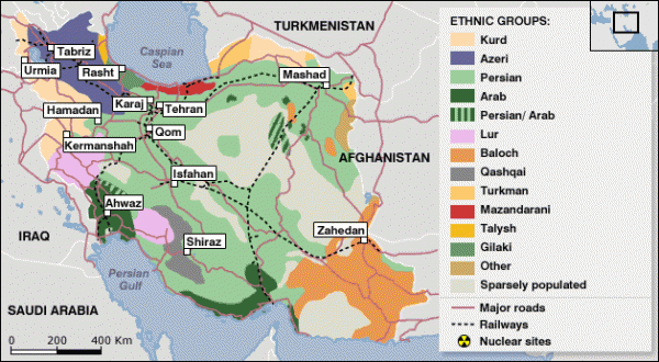 MAP OF ALL THE ETHNIC GROUPS IN IRAN