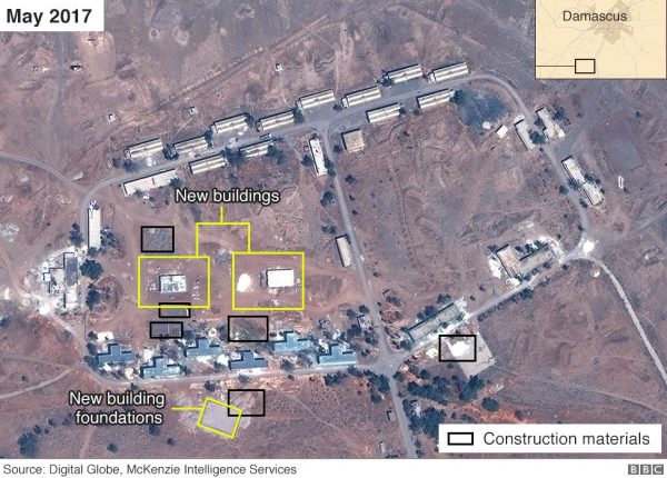 Satellite image of alleged Iranian base in Syria near Damascus