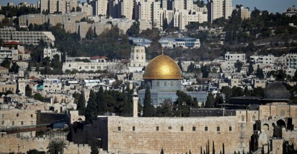 A general view of the city of Jerusalem shows the Dome of the Rock mosque (C) on December 4, 2017. 