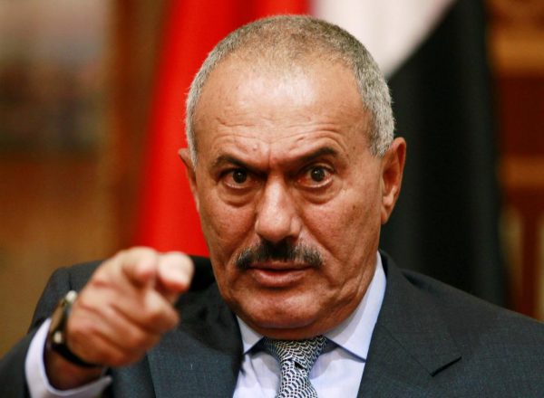 FILE PHOTO: Yemen's then President Ali Abdullah Saleh points during an interview with selected media in Sanaa, May 25, 2011. REUTERS/Khaled Abdullah/File Photo