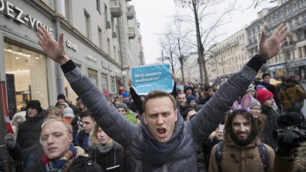 FILE PHOTO: Russian opposition leader Alexei Navalny was wrestled to the ground by police and dragged feet first into a patrol wagon during an anti government pProtest . President Putin , a former KGB chief reportedly does not tolerate any opposition Photo JAN 30, 2018: AP