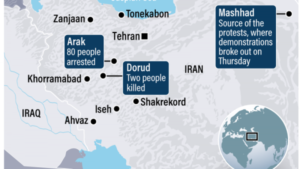 Iran riots map