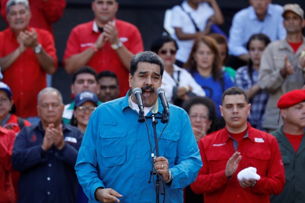 Venezuela's President Nicolas Maduro speaks during a rally to commemorate the 60th anniversary of the end of Venezuelan dictator Marcos Perez Jimenez's regime in Caracas, Venezuela January 23, 2018. REUTERS/Marco Bello/EKA