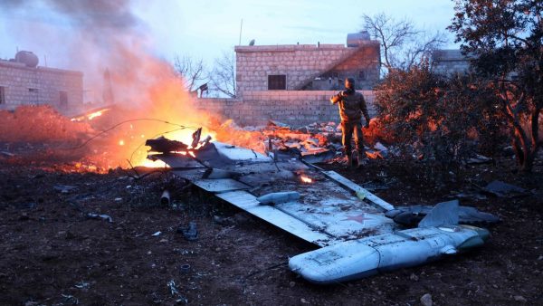  wreckage of Russia's Sukhoi-25 aircraft shot down by the rebels in Syria