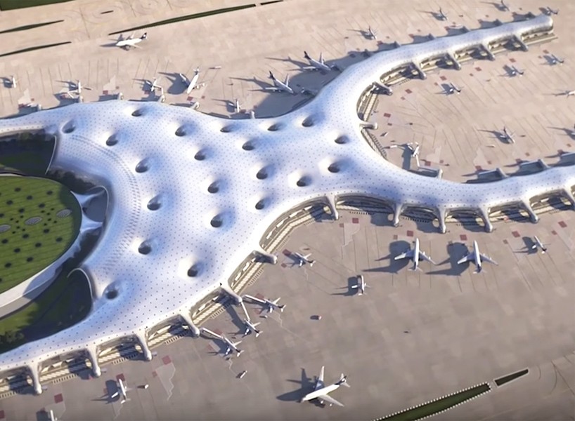  Mexico City’s new airport. This megaproject was designed by the son-in-law of Carlos Slim, Fernando Romero, and the British Norman Foster, winner of the Pritzker Prize, considered the Nobel of Architecture. 