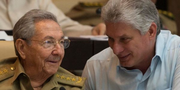 Cuban President Raul Castro, left, talks with First Vice-Presidente Miguel Diaz-Canel during the First Annual Session of the Cuban Parliament at the Convention Palace in Havan on July 8, 2016.Ismael Francisco / AFP - Getty Images file