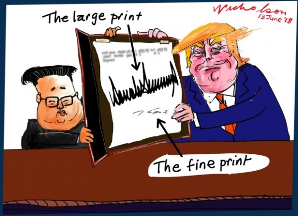trump kim agreement cartoon