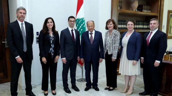 US Assistant Secretary of Defense for International Security Robert Story Karem and a US delegation visit Lebanese President Michel Aoun at the Presidential Palace on Thursday. (NNA)