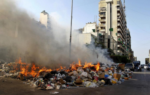 burning garbage in Lebanon