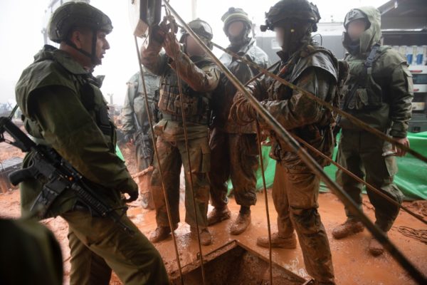 IDF is shown searching  for Hezbollah tunnels as part of Operation Northern Shield