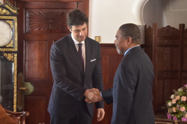 FILE PHOTO: Jean Boustany (L)   is shown with the President of Zanzibar and Chairman of Revolutionary Council Dr.Ali Mohamed Shein at his palace in Zanzibar