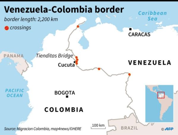 columbia Venezuela border map