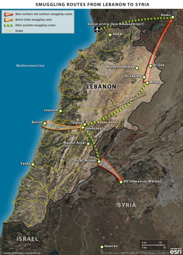 Syria lebanon smuggling Routes