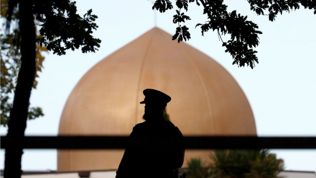Jorge Silva, REUTERS | A police officer is pictured outside Masjid Al Noor mosque in Christchurch, New Zealand, March 17, 2019 