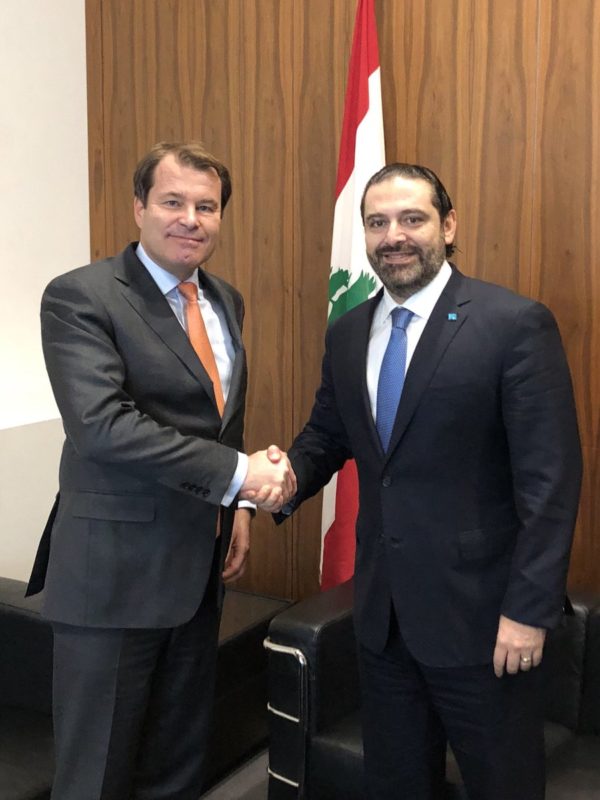 EBRD first vice president Jurgen Rigterink and PM Hariri