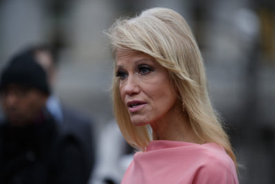 The U.S. Office of Special Counsel said Kellyanne Conway violated the law numerous times by criticizing Democratic presidential candidates while speaking in her official capacity during television interviews and on social media. | Evan Vucci/AP photo
