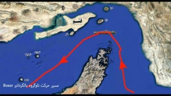 An image grab taken from a broadcast by Iran's Islamic Revolutionary Guard Corps (IRGC) on July 19, 2019 reportedly shows footage from an IRGC drone, showing a map of the route taken by the US amphibious assault ship USS Boxer; the US is about to send troops into Saudi Arabia An image grab taken from a broadcast by Iran's Islamic Revolutionary Guard Corps (IRGC) on July 19, 2019 reportedly shows footage from an IRGC drone, showing a map of the route taken by the US amphibious assault ship USS Boxer; the US is about to send troops into Saudi Arabia Iran's Islamic Revolutionary Guard Corps (IRGC)/AFP 