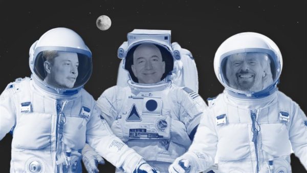 Billionaire CEOs Elon Musk, L Jeff Bezos C and Richard Branson are on a mission to send tourists to the stars. Here's how each company is approaching the new space race. Photo composite: Heather Seidel/The Wall Street Journal