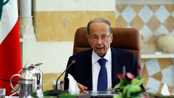 In this photo released by Lebanon's official government photographer Dalati Nohra, Lebanese President Michel Aoun meets with political leaders with the aim of finding solutions to the country's economic crisis, in the presidential palace, in Baabda, east of Beirut, Lebanon, Monday, Sept. 2, 2019. Aoun said in a speech at the opening of the one-day session that everyone should make "sacrifices" in order to get one of the world's most indebted countries out of its problems. (Dalati Nohra via AP) BEIRUT Read more here: https://www.miamiherald.com/news/business/article234632702.html#storylink=cpy