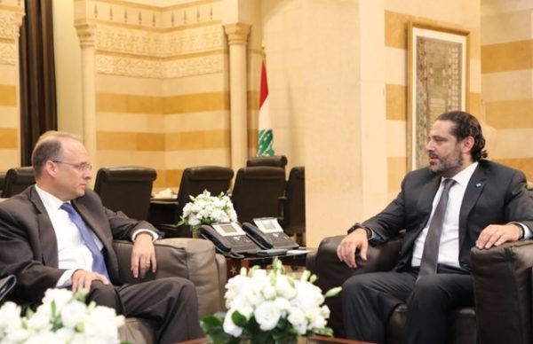 Prime Minister Saad Hariri receives the U.S. Treasury's assistant secretary for terrorist financing, Marshall Billingslea on Sept. 23, 2019. ( Dalati Nohra,  )