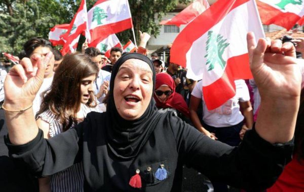 A protester in Nabatieh, south Lebanon, the 20th of October. Aziz Taher / Reuters