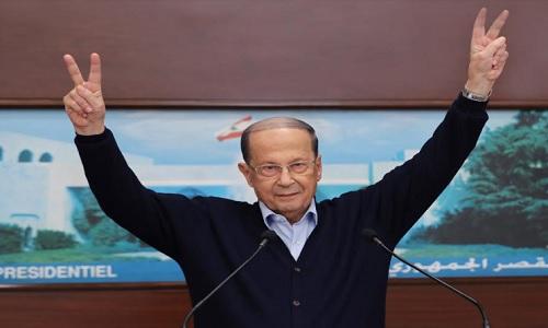 President Aoun addresses his supporters on Sunday tlling them I love all and I mean all 