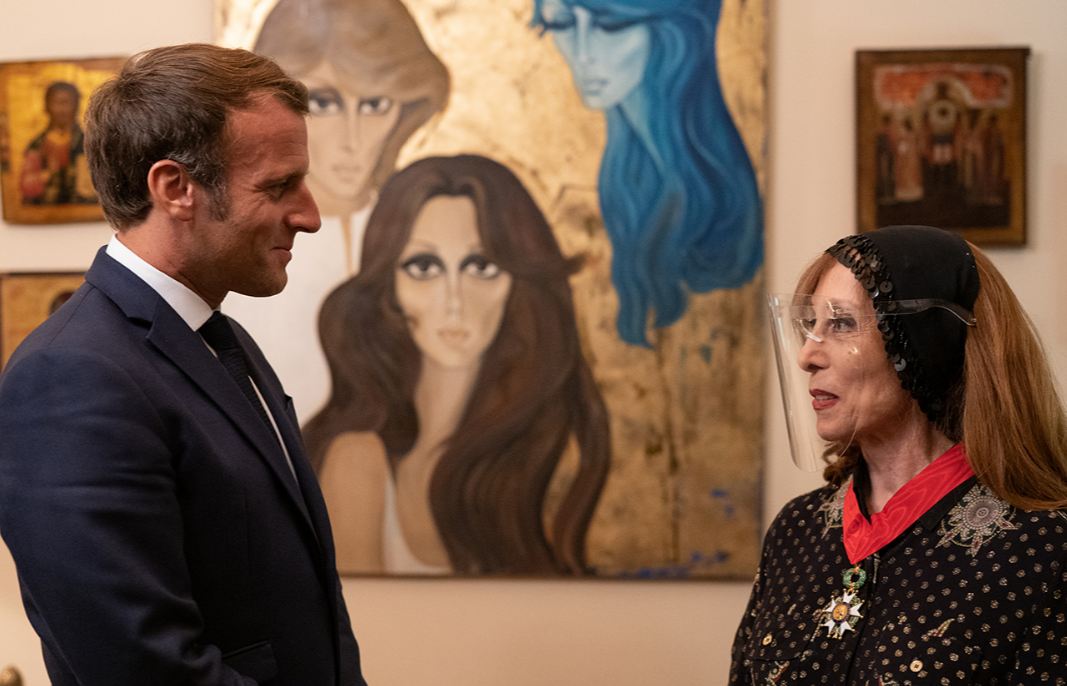 Macron reassures protesters after meeting Lebanon’s symbol of unity, singer Fairouz
