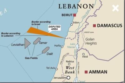 Conflicting Reports On 3rd Round Of Lebanon Israel Border Talks Ya   Oil Gas Map Lebnaon Israel 400x265 