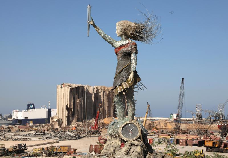 ‘Rise from the rubble’: Lebanese artist turns Beirut  blast debris into symbol of hope