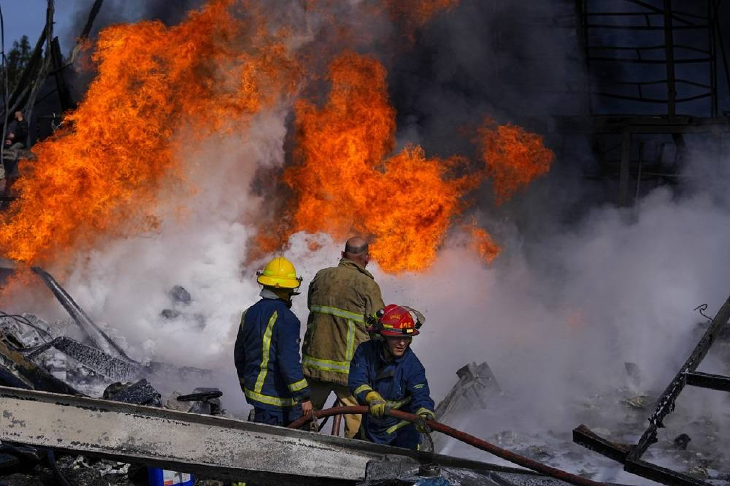 Lebanese warehouse hit in Israeli strike is still burning in Ghazieh