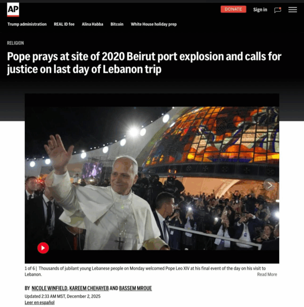 Pope Leo holds mass for 150,000 worshippers at Beirut port blast site